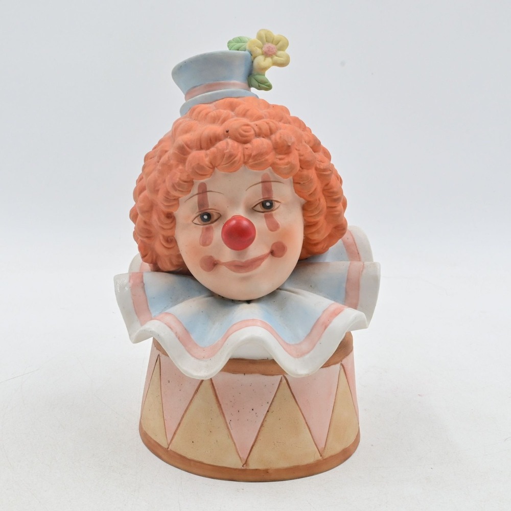 Enesco Clown Music Box Porcelain Head You Light Up My Life Vintage 1985
